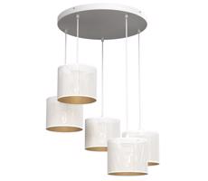 Csillár zsinóron LOFT SHADE 5xE27/60W/230V fehér/arany