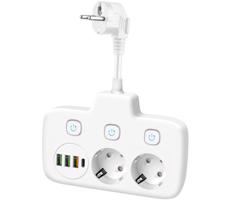 Elosztó konnektor kapcsolóval LINEA 2x230V + 4xUSB A/C fehér