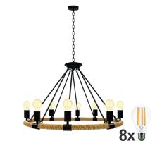 LED Csillár láncon ROPE ARTHUR 8xE27/6W/230V