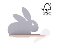 LED gyerek fali lámpa polccal RABBIT LED/4W/230V szürke/fehér/fa