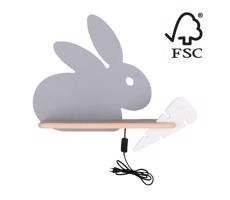 LED Gyerek fali lámpa polccal RABBIT LED/4W/230V szürke/fehér/fa