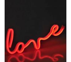 LED Neon fali dekoráció LOVE LED/3W/3xAA USB piros