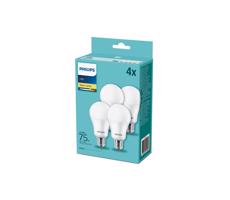 Philips KÉSZLET 4x LED Izzó Philips A60 E27/10,5W/230V 2700K