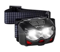 Vayox LED Tölthető fejlámpa érzékelővel 2xLED/5W/5V/3xAAA IP65 500 lm 10,5 h 1200 mAh